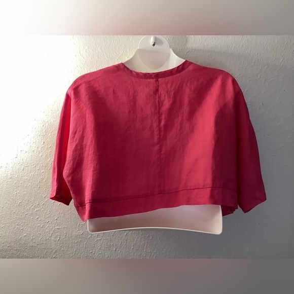 Unbranded Pink Linen Top with Flower Size Large - Picture 4 of 5